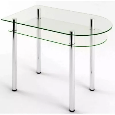 Glass dining table D-10-2 with tempered glass and chrome legs